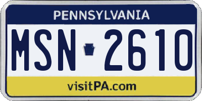 PA license plate MSN2610