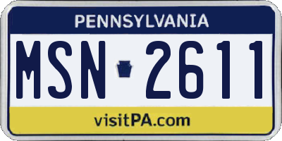 PA license plate MSN2611