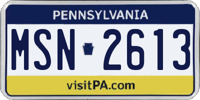 PA license plate MSN2613
