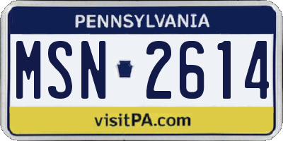 PA license plate MSN2614
