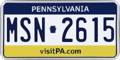 PA license plate MSN2615