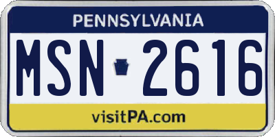 PA license plate MSN2616