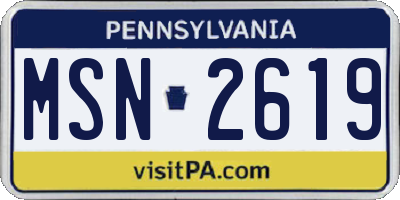 PA license plate MSN2619