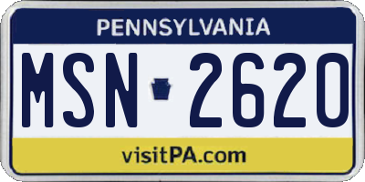 PA license plate MSN2620