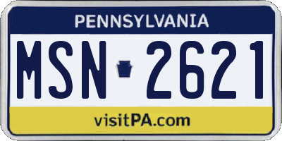 PA license plate MSN2621