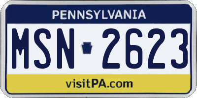 PA license plate MSN2623