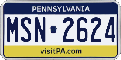PA license plate MSN2624