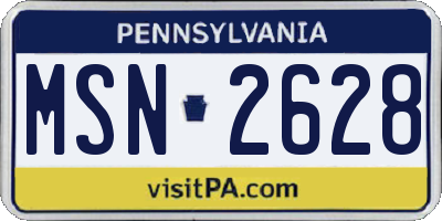 PA license plate MSN2628