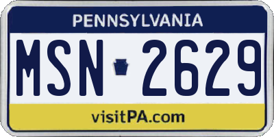 PA license plate MSN2629