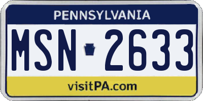 PA license plate MSN2633