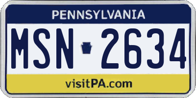 PA license plate MSN2634