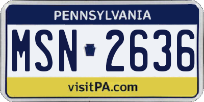 PA license plate MSN2636
