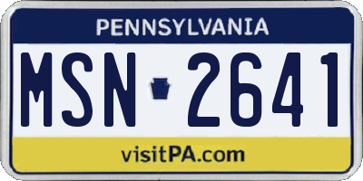 PA license plate MSN2641