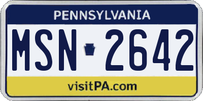 PA license plate MSN2642
