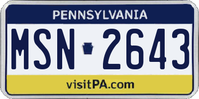 PA license plate MSN2643