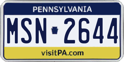 PA license plate MSN2644