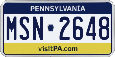 PA license plate MSN2648
