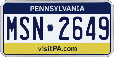 PA license plate MSN2649
