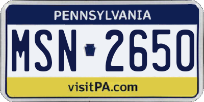 PA license plate MSN2650