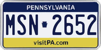PA license plate MSN2652