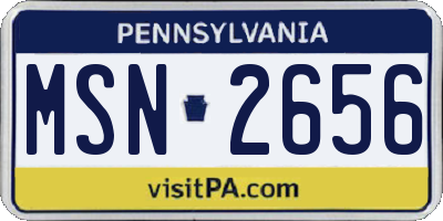 PA license plate MSN2656