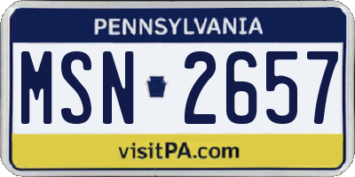 PA license plate MSN2657