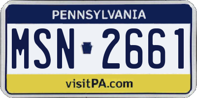 PA license plate MSN2661