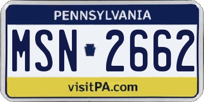 PA license plate MSN2662