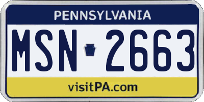 PA license plate MSN2663