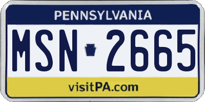 PA license plate MSN2665