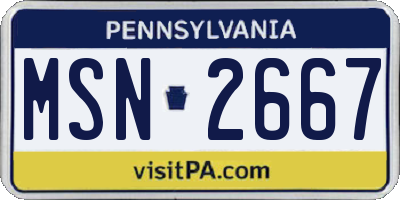 PA license plate MSN2667