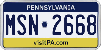 PA license plate MSN2668