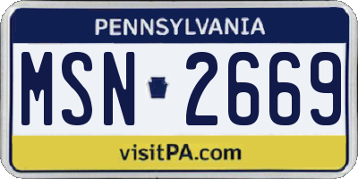 PA license plate MSN2669