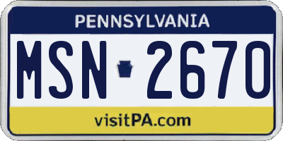 PA license plate MSN2670