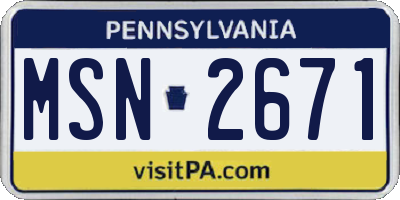 PA license plate MSN2671