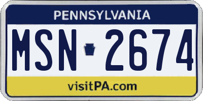 PA license plate MSN2674