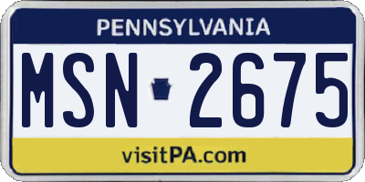 PA license plate MSN2675