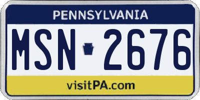 PA license plate MSN2676