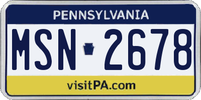 PA license plate MSN2678