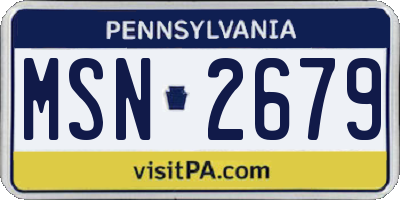 PA license plate MSN2679