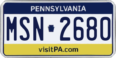 PA license plate MSN2680