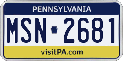 PA license plate MSN2681