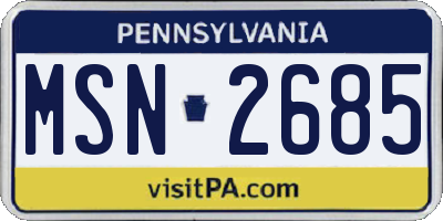 PA license plate MSN2685