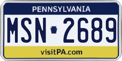 PA license plate MSN2689