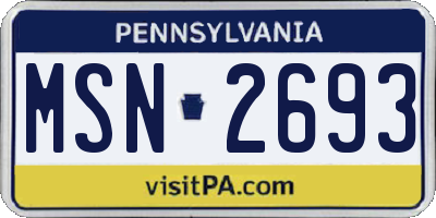 PA license plate MSN2693