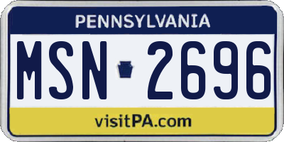 PA license plate MSN2696