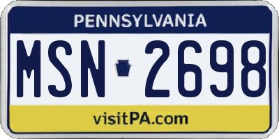 PA license plate MSN2698