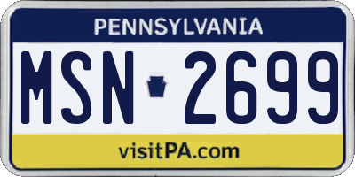 PA license plate MSN2699