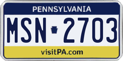 PA license plate MSN2703