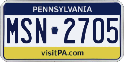 PA license plate MSN2705